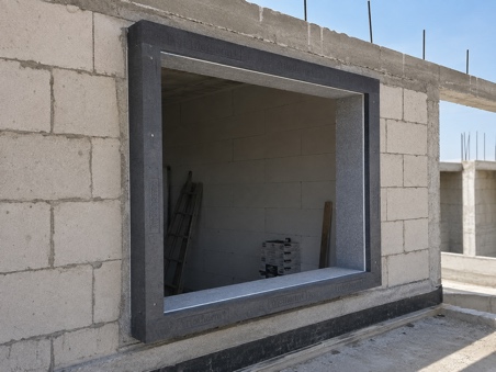 משקוף Triotherm+ מבודד תרמית — נחתך באתר ומותקן במדויק עם דבק וחומר איטום ייעודי