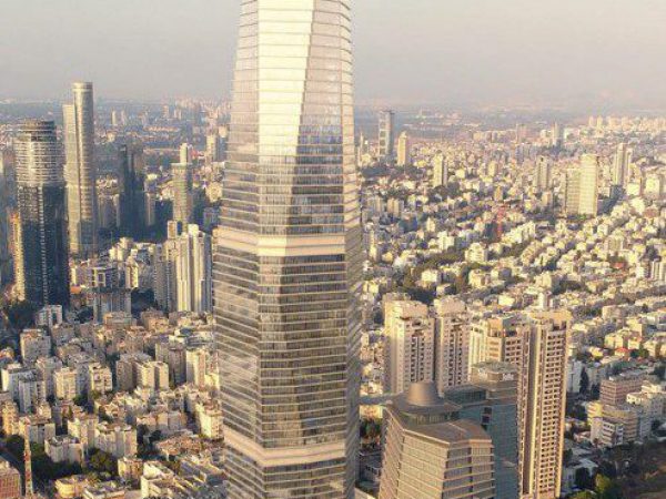 הדמיית מגדל ToHa2, רחוב תוצרת הארץ, תל אביב. חזית הבניין תשולב BIPV לייצור חשמל סולארי